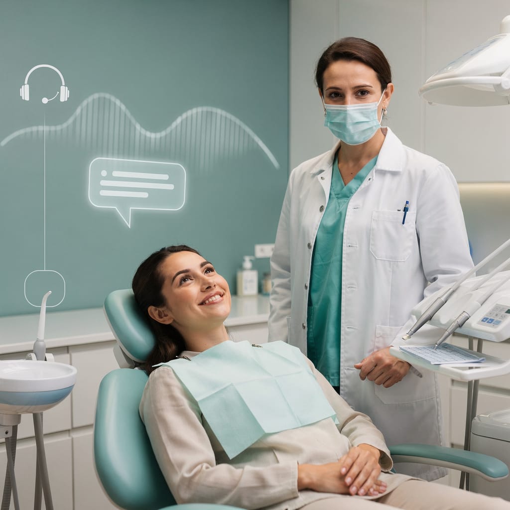 A dentist preparing a treatment for a patient.